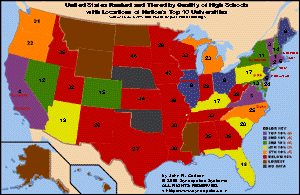 thumbnail preview of United States Ranked and Tiered by Quality of High Schools